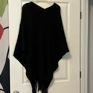 White Mark Black knit poncho
